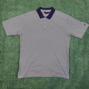 Tiger Woods Striped Polo Shirt XXL Blue‎ White Golf Nike Performance Casual